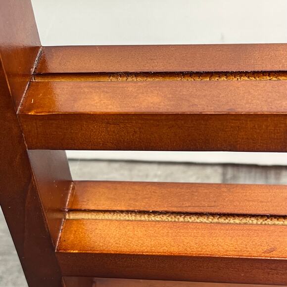 Challenge Coin Red Wood Finish Display Stand Shelf Holds 12-16 coins 13x9x5 - Picture 6 of 8